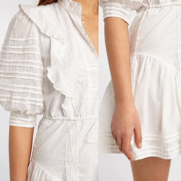 NWT Bardot Henriette White Mini Dress Lace CottonSize Medium or 8 Boho Romantic - Picture 15 of 16